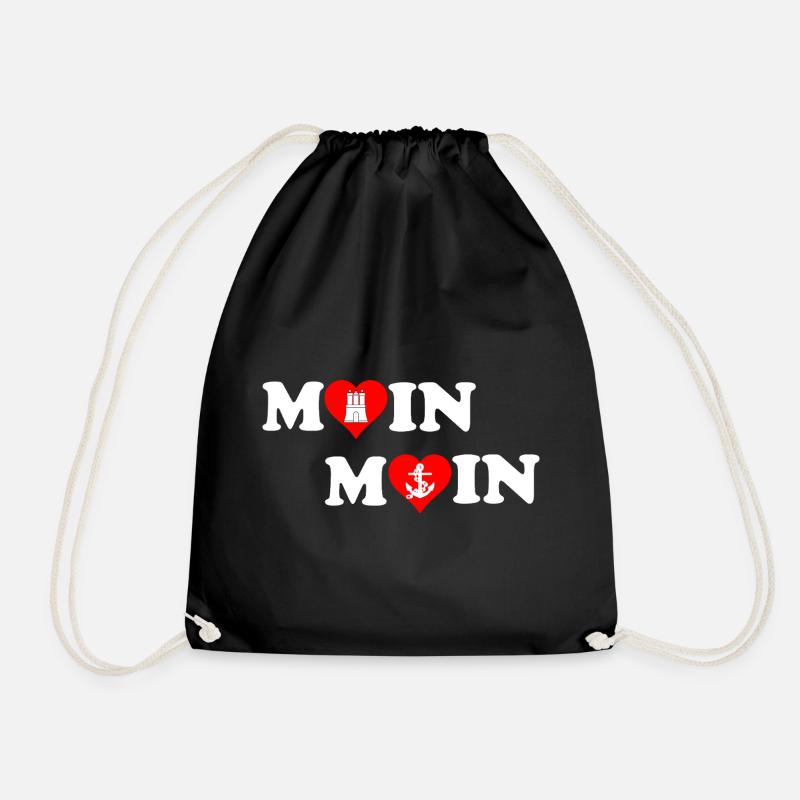 Moin Moin Heart for Hamburg - Drawstring Bag - black
