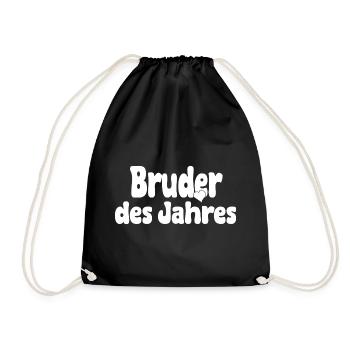 Bruder des Jahres – Herz - Turnbeutel - Schwarz - Vorne