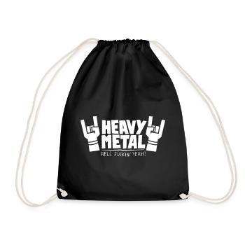 Heavy Metal Blocky Text with Finger Horns - Drawstring Bag - black - Front
