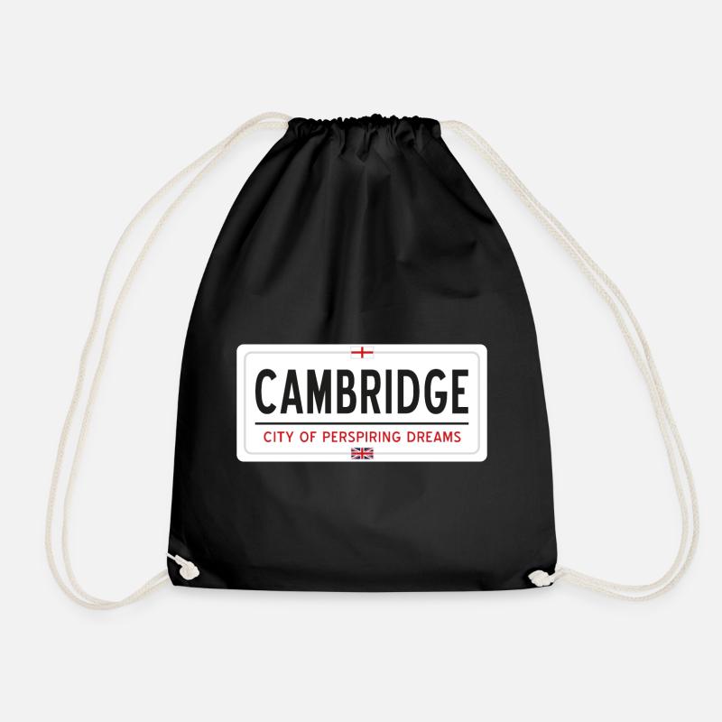 Cambridge town sign - Drawstring Bag - black