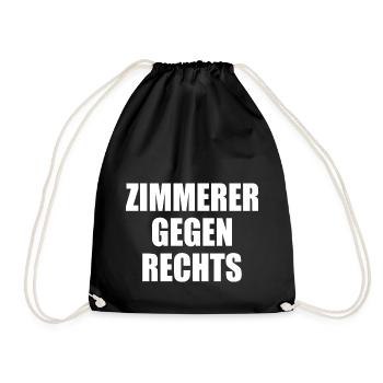 Zimmerer gegen rechts - Turnbeutel - Schwarz - Vorne