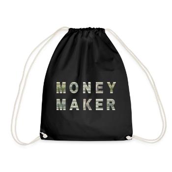Money Maker Dollar Bill Texture Motivation - Drawstring Bag - black - Front