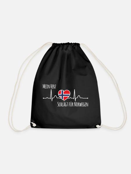 Mein Herz schlägt für Norwegen Skandinavien - Turnbeutel - Schwarz