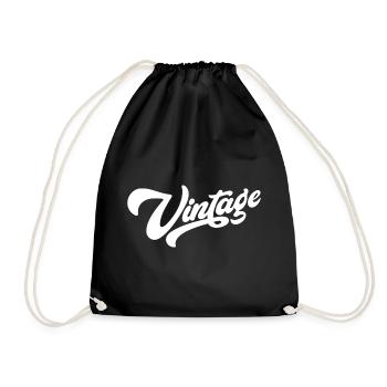 Vintage Weiß - Turnbeutel - Schwarz - Vorne