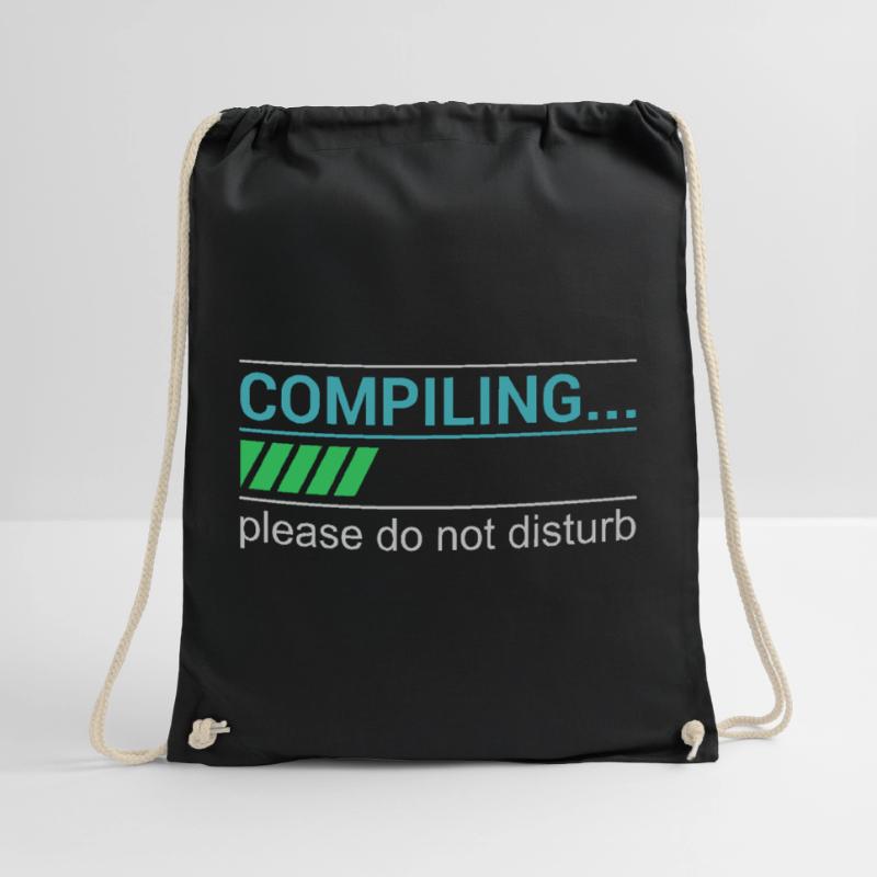 Funny Programmer T-Shirt - Compiling Please Drawstring Bag