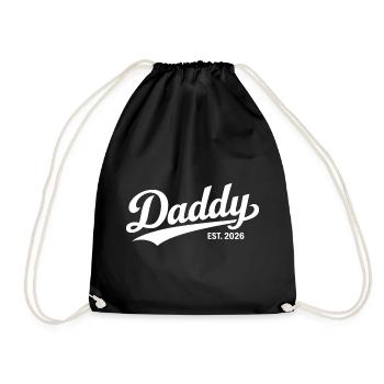 Papas 2026er Papa als frischgebackener Vater Geschenk - Turnbeutel - Schwarz - Vorne