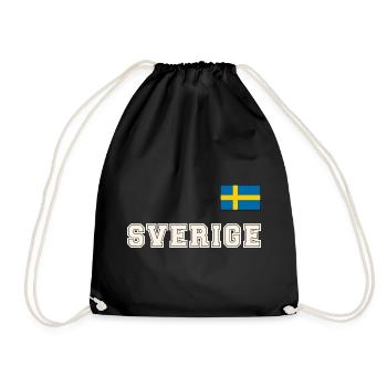 SCHWEDEN - SVERIGE Trikot Look - Flagge auf Brust - Turnbeutel - Schwarz - Vorne