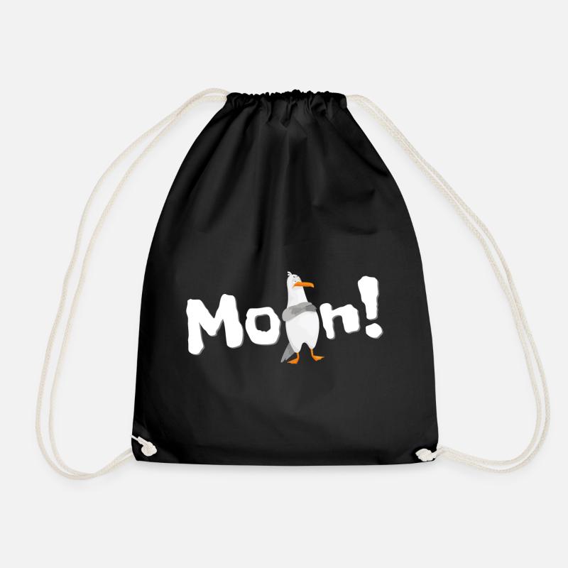 Moin - Möwe lustig Geschenk Bestseller - Turnbeutel - Schwarz