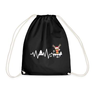 Petit renne Battement de cœur Orignal Noël drôle - Sac de sport léger - noir - Devant