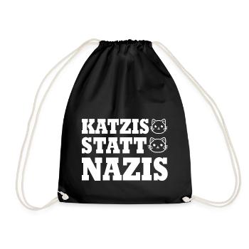 katzis statt nazis - Turnbeutel - Schwarz - Vorne