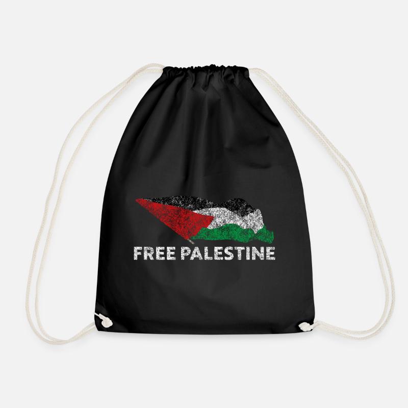 Free Palestine - Drawstring Bag - black