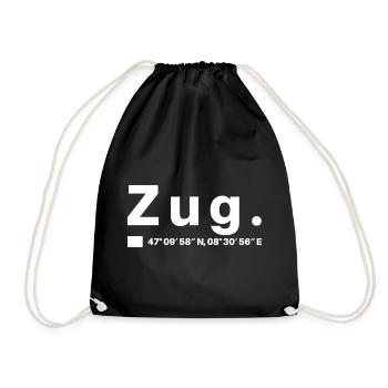 Zug Koordinaten Schweiz Zuger Zugerin - Turnbeutel - Schwarz - Vorne