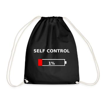SELF CONTROL – 1% Battery Low - Drawstring Bag - black - Front