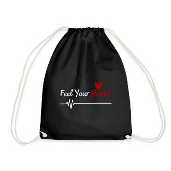 Feel Your Heart Statement Saying - Drawstring Bag - black - Front