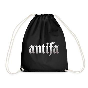 Antifa – Antifaschistisches Merch - Turnbeutel - Schwarz - Vorne