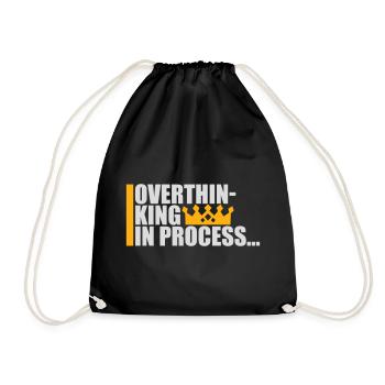 Overthinking In Process Funny Brooding Saying Logo - Drawstring Bag - black - Front