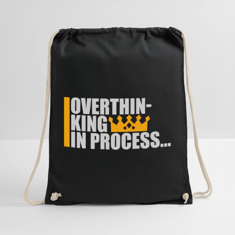 Overthinking In Process Funny Brooding Saying Logo Drawstring Bag