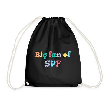 SPF Sonnenschutz Fan Sommer Sonne - Turnbeutel - Schwarz - Vorne