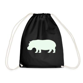 Hippo silhouette in pastel green - Drawstring Bag - black - Front