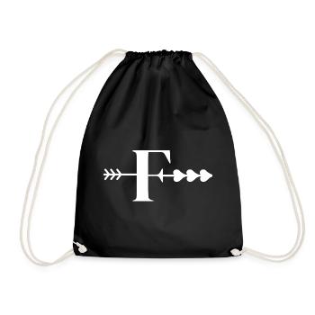 Letter f arrow heart - Drawstring Bag - black - Front