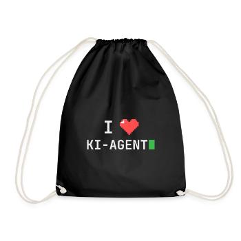 I ♥ KI-Agent – Terminal Pixelherz - Turnbeutel - Schwarz - Vorne