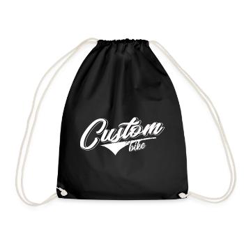 custom bike biker tour rock bobber tuner tuning - Drawstring Bag - black - Front