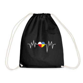 Heartbeat Poland Ukraine - Drawstring Bag - black - Front