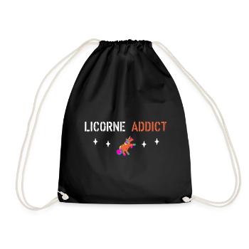 Unicorn addict - Drawstring Bag - black - Front