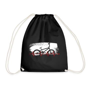Fahrrad Herzschlag Fahrrad Grafik - Turnbeutel - Schwarz - Vorne