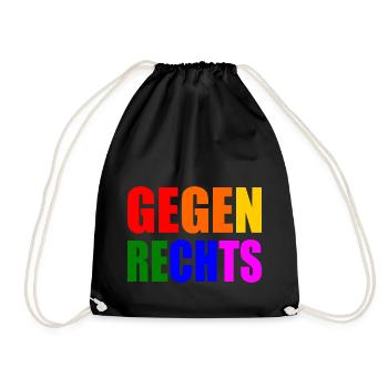Gegen rechts - Turnbeutel - Schwarz - Vorne