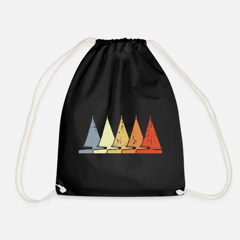 Sailboat Sketch - Drawstring Bag - black