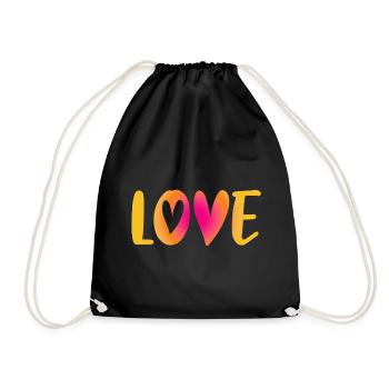 Love Heart Love Wedding Handwriting Wedding Wedding Wedding - Drawstring Bag - black - Front