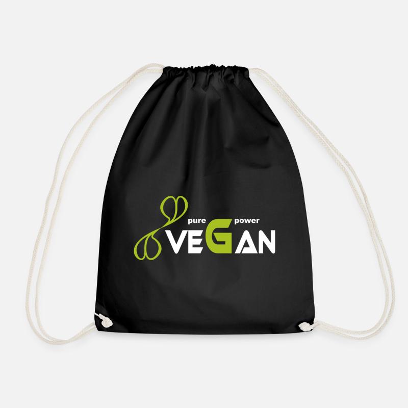 pure_vegan_power - Drawstring Bag - black