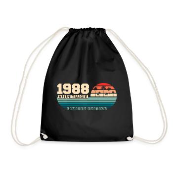 37th Birthday 1988 Vintage 1988 Retro Sunset - Drawstring Bag - black - Front