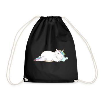 Einhorn Schlafen Müde Kopfkissen Chillen Geschenk - Turnbeutel - Schwarz - Vorne