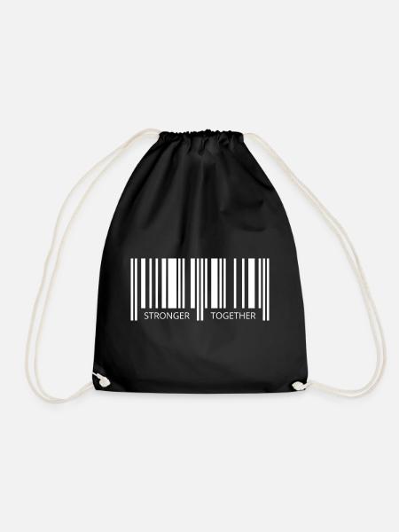 Together strong Corona Barcode Strichcode Partner - Turnbeutel - Schwarz