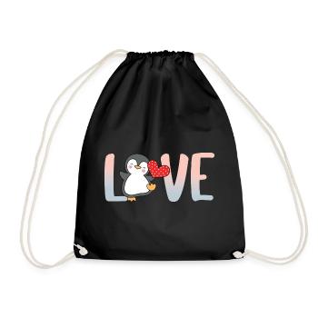 Pingouin Valentine’s Day Heart Love Gift Idea - Sac de sport léger - noir - Devant