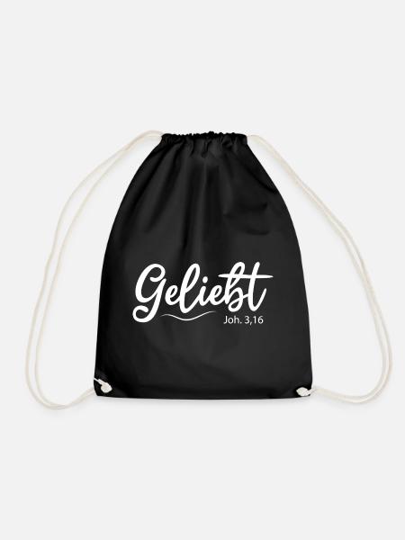 Geliebt, Bibelvers - Turnbeutel - Schwarz