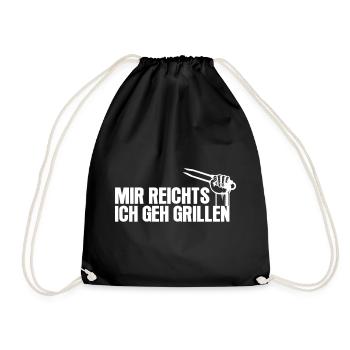 Mir reichts ich geh Grillen - BBQ Essen Design - Turnbeutel - Schwarz - Vorne
