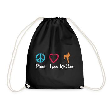 Peace Love Kickboxing - Drawstring Bag - black - Front