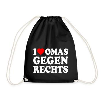 I love omas gegen rechts - Turnbeutel - Schwarz - Vorne
