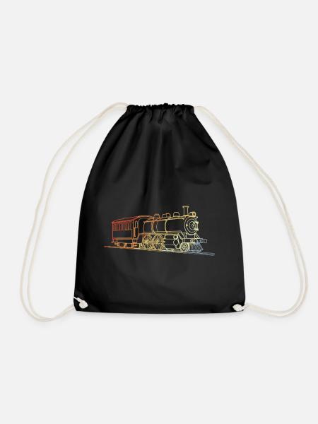 Lokomotive Retro Stil - Turnbeutel - Schwarz