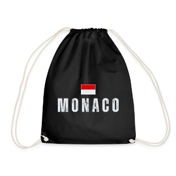 Monaco-Flagge, monegassischer Stolz - Turnbeutel - Schwarz - Vorne