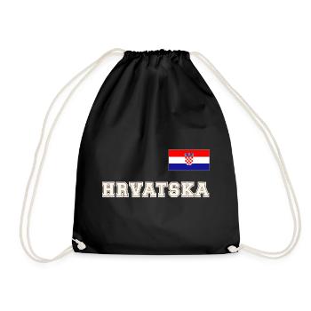 Kroatien Trikot Look – HRVATSKA mit Fahne Flagge - Turnbeutel - Schwarz - Vorne