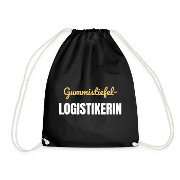 Gummistiefel-Logistikerin - Turnbeutel - Schwarz - Vorne
