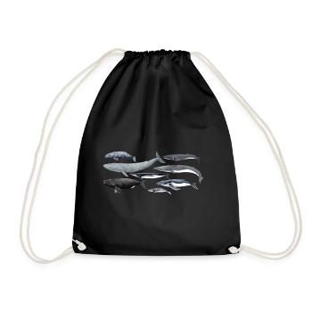 Baleines - Baleines - Baleines - mysticètes - Sac de sport léger - noir - Devant