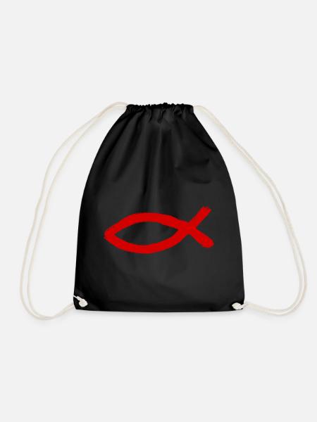 Jesusfisch Ichthys Fisch Fische - Turnbeutel - Schwarz