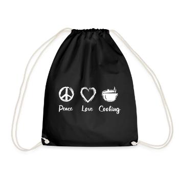 Peace Love Cooking - Drawstring Bag - black - Front