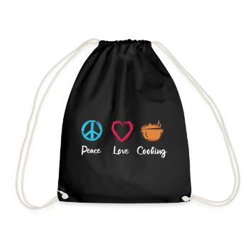 Peace Love Cooking - Drawstring Bag - black - Front