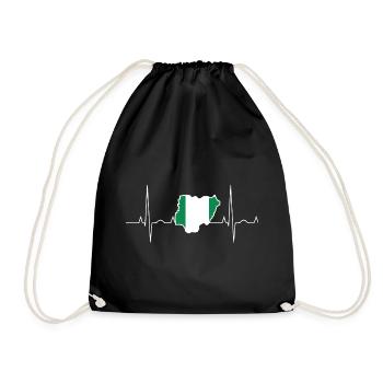Nigeria Herzschlag - Turnbeutel - Schwarz - Vorne